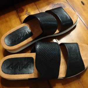 FIRM Naya Sandals Leather Open-Toe NWB Black